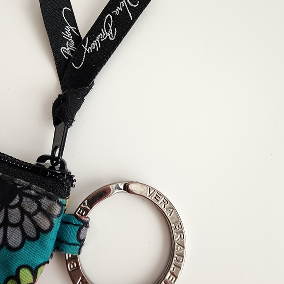 Vera Bradley Teal Floral Quilted ID Keychain Wallet - Picture 3 of 5